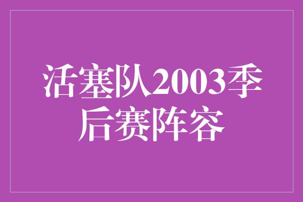 活塞队2003季后赛阵容