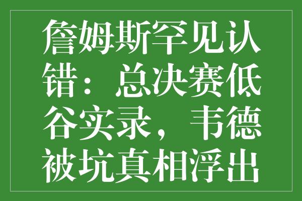 詹姆斯罕见认错：总决赛低谷实录，韦德被坑真相浮出水面