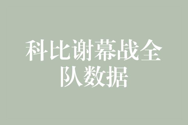 科比谢幕战全队数据