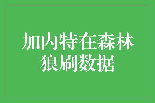 加内特在森林狼刷数据