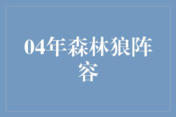 04年森林狼阵容