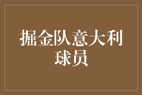 掘金队意大利球员