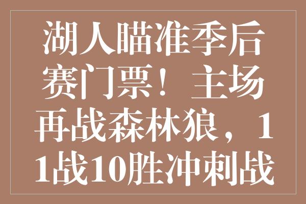 湖人瞄准季后赛门票！主场再战森林狼，11战10胜冲刺战绩新高