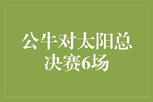 公牛对太阳总决赛6场