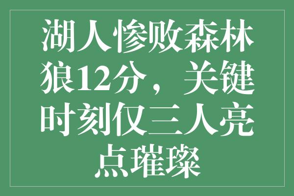 湖人惨败森林狼12分，关键时刻仅三人亮点璀璨