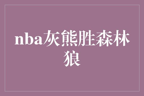 nba灰熊胜森林狼