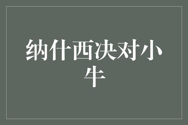 纳什西决对小牛