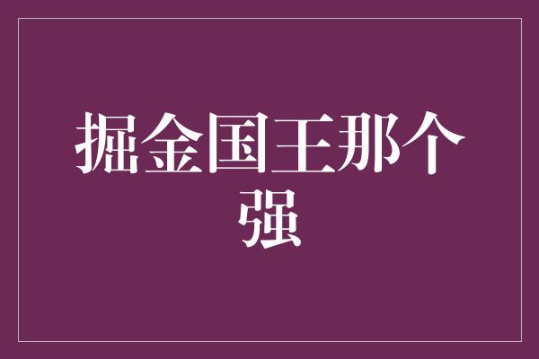 掘金国王那个强