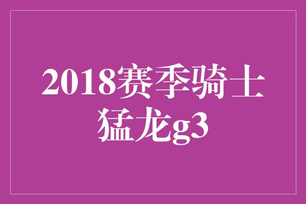 2018赛季骑士猛龙g3