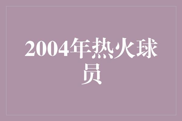 2004年热火球员