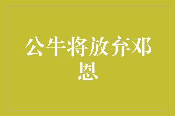 公牛将放弃邓恩