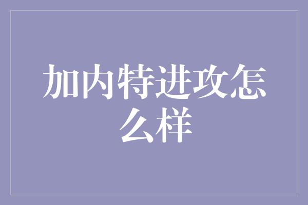 加内特进攻怎么样