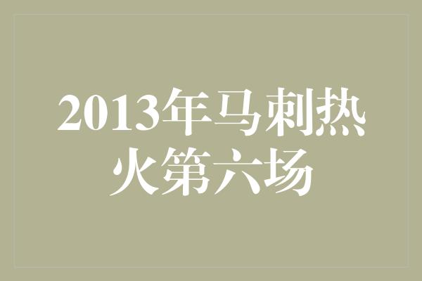 2013年马刺热火第六场