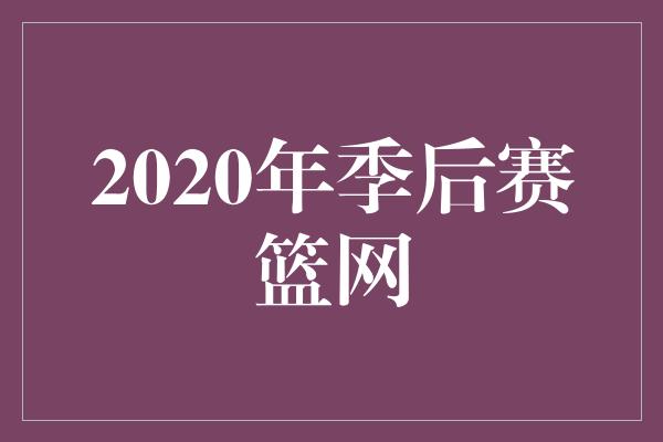 2020年季后赛篮网