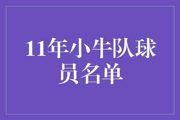 11年小牛队球员名单