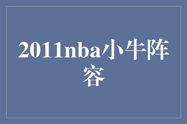 2011nba小牛阵容