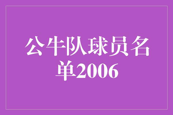 公牛队球员名单2006