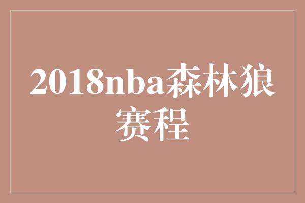 2018nba森林狼赛程