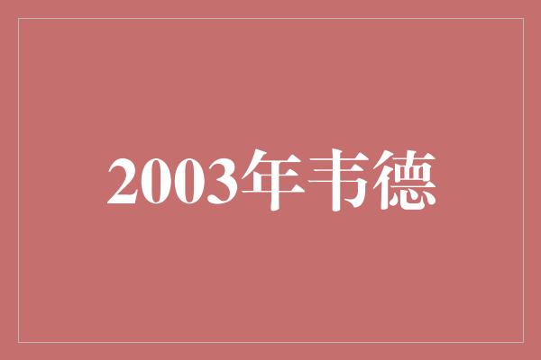 2003年韦德