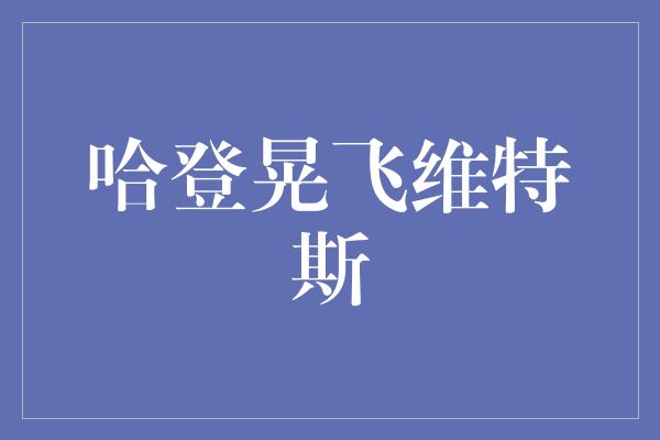 哈登晃飞维特斯